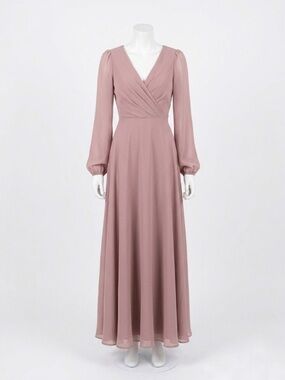 Jenny Yoo x BHLDN for Anthropologie Dusty Rose Chiffon Wrap Maxi Dress Size 2